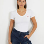 Elastic t-shirt with small triangular logo GUESS