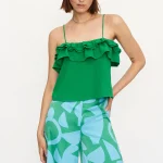 Green ruffled strap top COMPANIA FANTASTICA