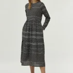 Black striped print midi dress COMPANIA FANTASTICA
