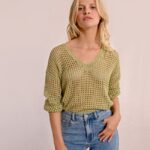 Openwork and iridescent knit sweater MOLLY BRACKEN SS25