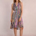 Short pleated and printed dress MOLLY BRACKEN SS25