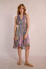 Short pleated and printed dress MOLLY BRACKEN SS25