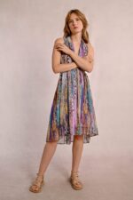 Short pleated and printed dress MOLLY BRACKEN SS25 - Image 3