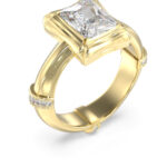 STEEL BAMBOO Gold Ring With Stone GUESS SS25