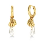 Beach Pearls Hoops Offwhite Gold EDBLAD SS25