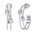 STEEL 4G LIGHT Silver Hoops With Stones GUESS SS25