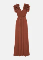 Μάξι φόρεμα με βολάν στους ώμους LYNNE FW25-26