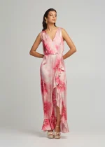 Μάξι εμπριμέ φόρεμα με βολάν LYNNE SS25 - Image 4