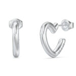 STEEL ICONIQUE Σκουλαρίκια Ασημένια Καρδιές Με Λογότυπο GUESS FW25-26