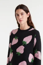 Κοντό πλεκτό φόρεμα ζακάρ με τύπωμα Morango COMPANIA FANTASTICA FW25-26 - Image 6