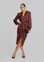 Printed midi dress in satin look LYNNE FW25-26 - Image 2