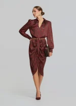 Printed midi dress in satin look LYNNE FW25-26 - Image 3