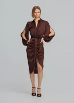 Satin-look and lace dress LYNNE FW25-26 - Image 4