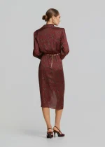 Printed midi dress in satin look LYNNE FW25-26 - Image 5