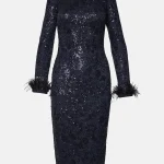 Lace dress with sequins and feathers LYNNE FW25-26