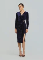 Midi fitted dress with velvet look LYNNE FW25-26 - Image 2