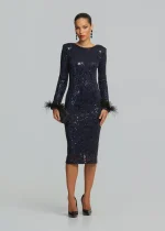 Φόρεμα από δαντέλα με παγιέτες και φτερά LYNNE FW25-26 - Image 3