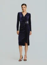 Midi fitted dress with velvet look LYNNE FW25-26 - Image 4