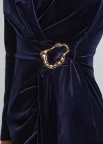 Midi fitted dress with velvet look LYNNE FW25-26 - Image 5