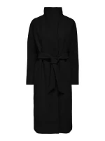 Γυναικείο μαύρο παλτό με ζώνη ONLY FW25-26 - Image 3