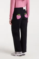 Black jeans with strawberry embroidery COMPANIA FANTASTICA FW25-26 - Image 3