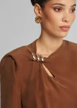 Vegan silk blouse with metallic element LYNNE SS26 - Image 5