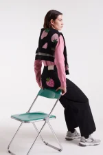 Black jeans with strawberry embroidery COMPANIA FANTASTICA FW25-26 - Image 6