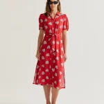Harmony Red Print Midi Dress COMPANIA FANTASTICA SS26