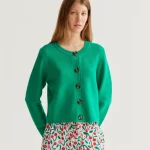 Πράσινη πλεκτή ζακέτα με μεγάλα κουμπιά COMPANIA FANTASTICA SS26