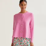 Ροζ πλεκτή ζακέτα με κουμπιά COMPANIA FANTASTICA SS26