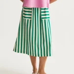 Μίντι φούστα με τύπωμα μπαμπού πράσινο COMPANIA FANTASTICA SS26