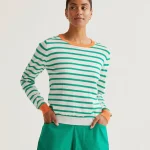 Knitted sweater with white and green striped print COMPANIA FANTASTICA SS26