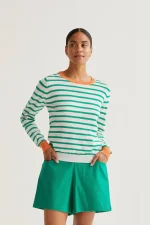 Knitted sweater with white and green striped print COMPANIA FANTASTICA SS26