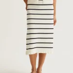 Black and white striped knit midi skirt COMPANIA FANTASTICA SS26