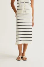 Black and white striped knit midi skirt COMPANIA FANTASTICA SS26