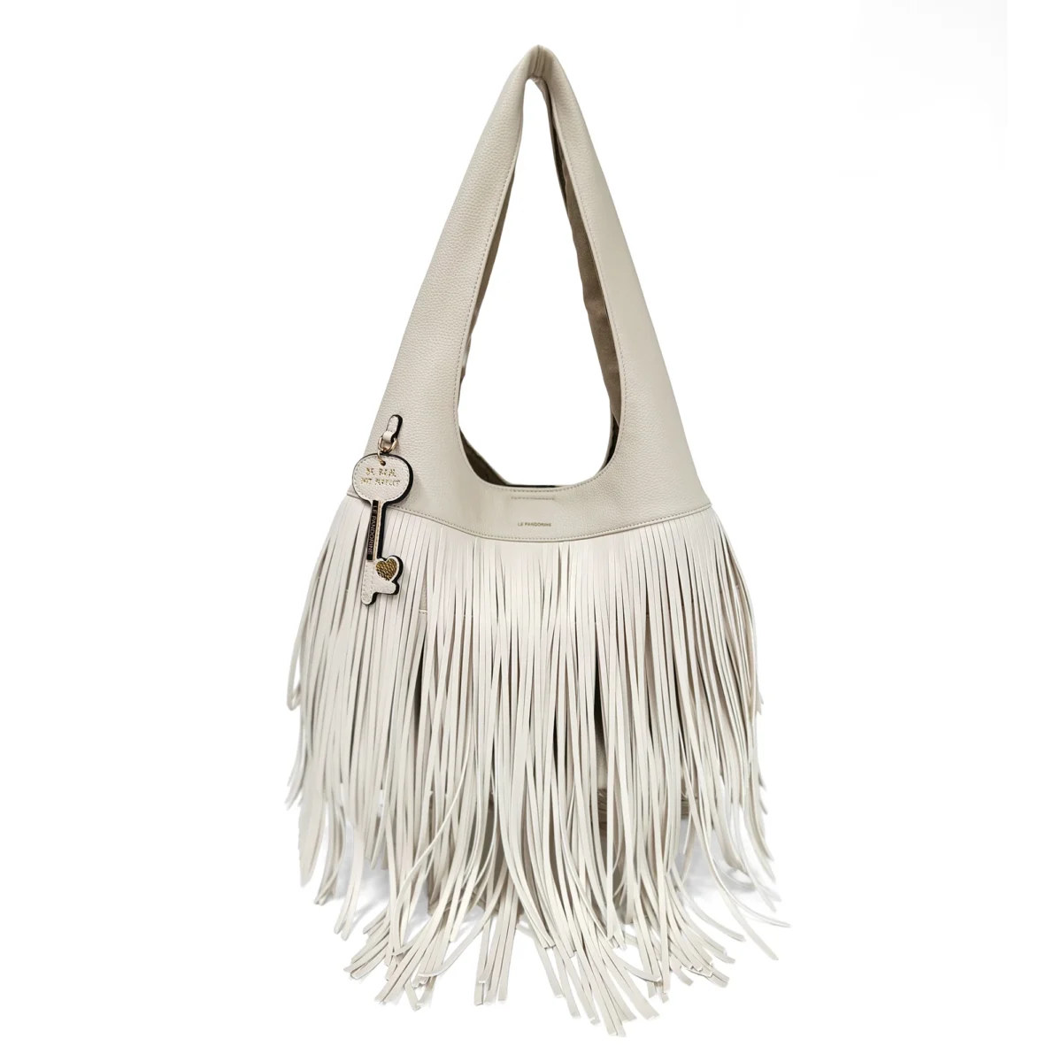 Fringe shoulder bag with cream-colored fringes LE PANDORINE SS26
