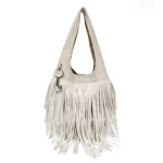 Fringe shoulder bag with cream-colored fringes LE PANDORINE SS26