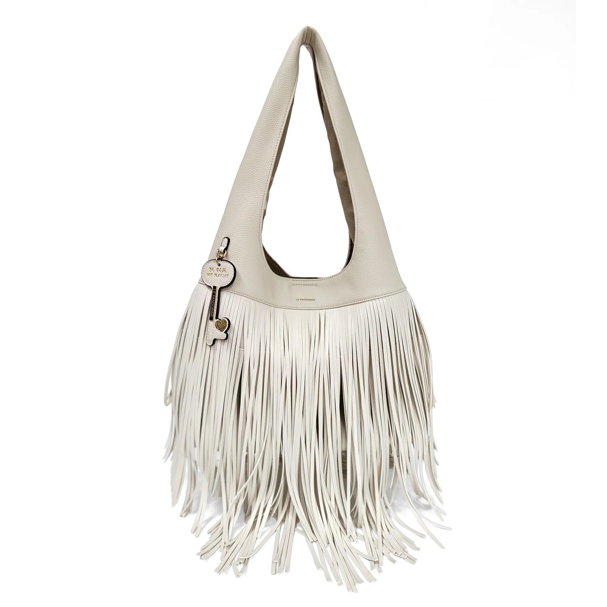 1 Fringe shoulder bag with cream-colored fringes LE PANDORINE SS26 - Image 1
