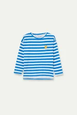 T-shirt with blue striped print and embroidered heart COMPANIA FANTASTICA SS26 - Image 2