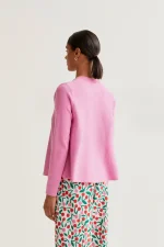 Ροζ πλεκτή ζακέτα με κουμπιά COMPANIA FANTASTICA SS26 - Image 2