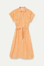 Lavagna Orange print midi dress COMPANIA FANTASTICA SS26 - Image 2