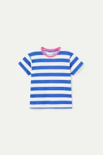 T-shirt with blue and white striped print COMPANIA FANTASTICA SS26 - Image 2
