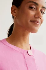 Ροζ πλεκτή ζακέτα με κουμπιά COMPANIA FANTASTICA SS26 - Image 3