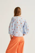 Top with embroidered hearts COMPANIA FANTASTICA SS26 - Image 3
