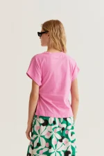 100% cotton pink t-shirt with side knot COMPANIA FANTASTICA SS26 - Image 3