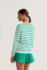 Knitted sweater with white and green striped print COMPANIA FANTASTICA SS26 - Image 3