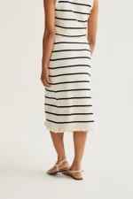 Black and white striped knit midi skirt COMPANIA FANTASTICA SS26 - Image 3
