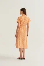 Lavagna Orange print midi dress COMPANIA FANTASTICA SS26 - Image 3