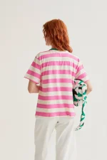 T-shirt with pink and white striped print COMPANIA FANTASTICA SS26 - Image 3