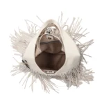 Fringe shoulder bag with cream-colored fringes LE PANDORINE SS26 - Image 3